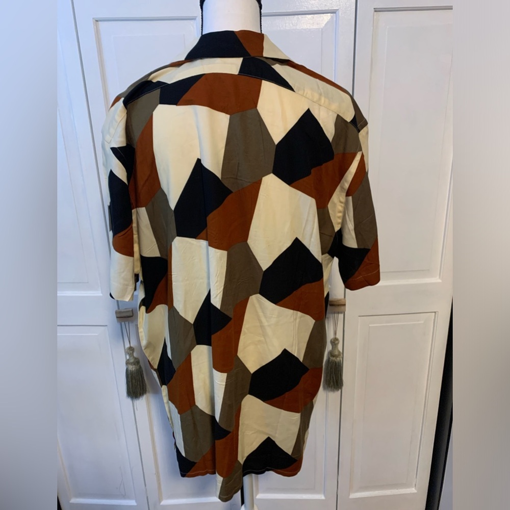 Express Brown Cream Gray Black Men Shirt - Picture 2 of 5